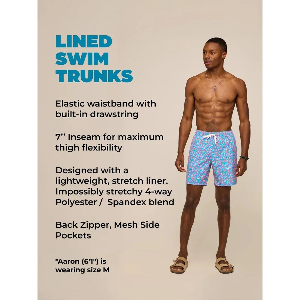 Chubbies Lined Mens Swim Trunks 7 Inch Swim Shorts and Mens Shorts with Elastic
